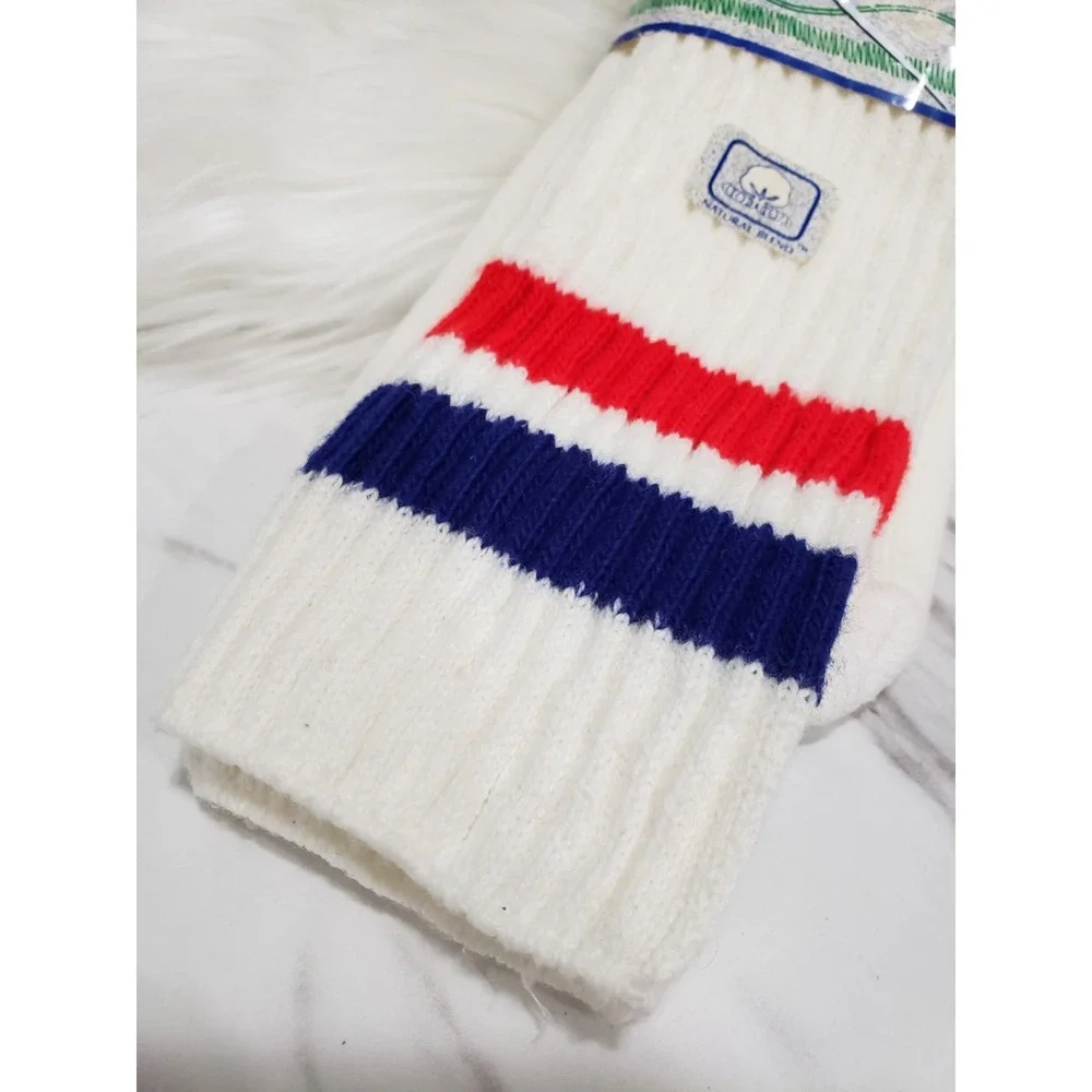 NEW DEADSTOCK 1980s red blue white TUBE SOCKS burlington‎ equipe mens 6-14